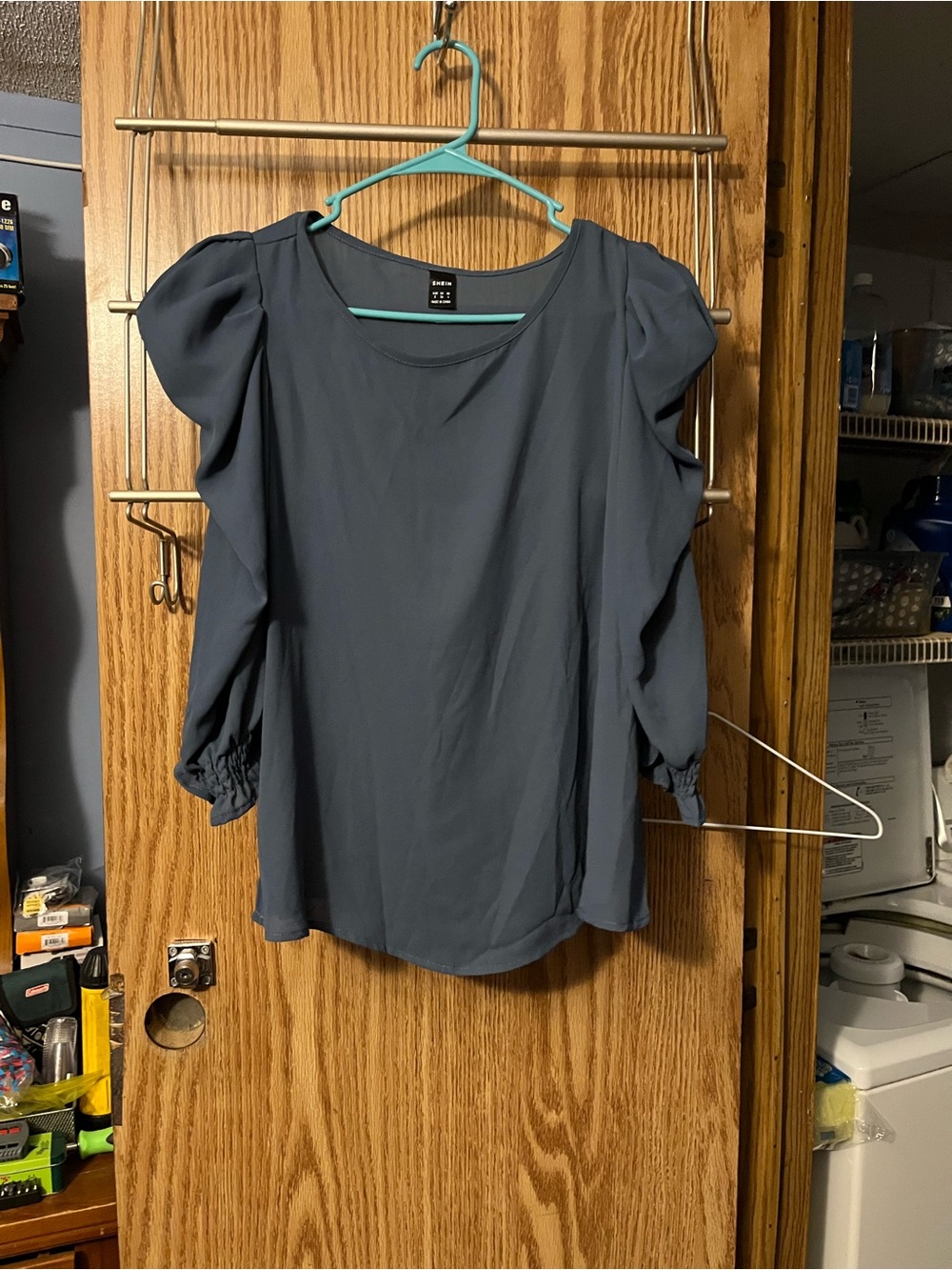 SHEIN Slate Blue Puff Sleeve Top